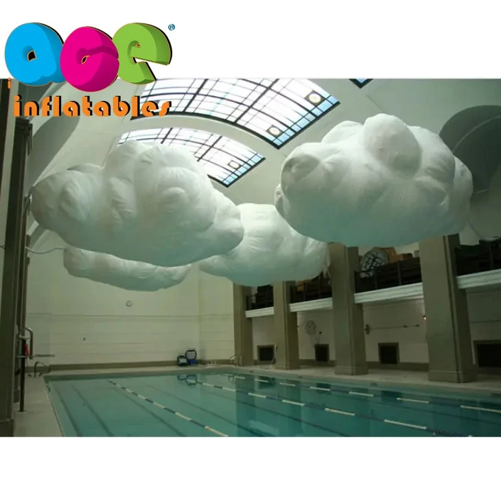 Advertising Led Lights Inflatable White Cloud Balloon Hanging Decor